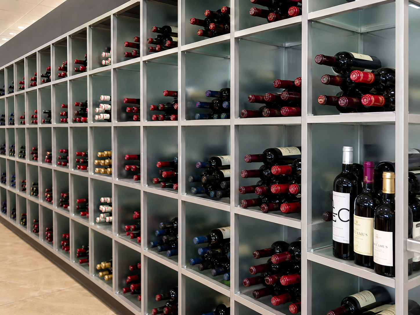 Botellero metálico de gran formato para hostelería, restaurantes y espacios premium